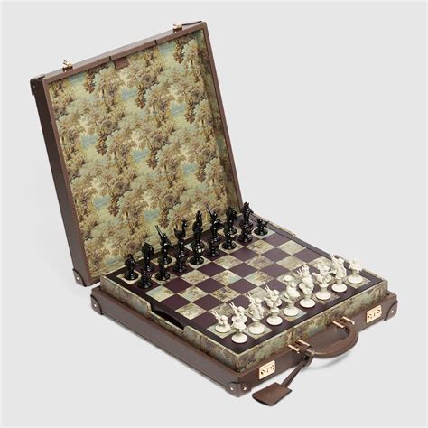 chess board gucci|Decorative wooden Chessboard in beige and ivory .